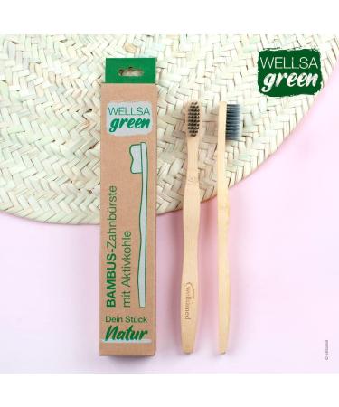 Wellsamed Wellsagreen Bamboo Toothbrush - Soft Activated Carbon Bristles for Eco-Friendly Oral Care - Buy Online on GoSupps.com