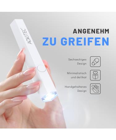 AOKITEC Mini UV Lamp for Gel Nails - Handheld LED Nail Dryer for DIY Manicure & Salon Use - Fast Curing for Nail Stickers Foils & Glue - 02 White Nagellampe Set B - Buy Online on GoSupps.com