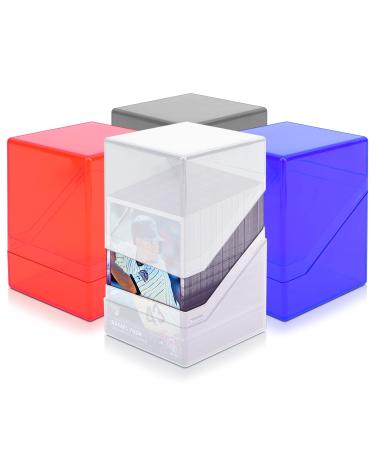 4 Pack Card Deck Cases for Trading Cards Acrylic Card Storage Boxes Holding 100+ Sleeved Cards Fit for YuGiOh MTG and Sport Cards (4 Colors)