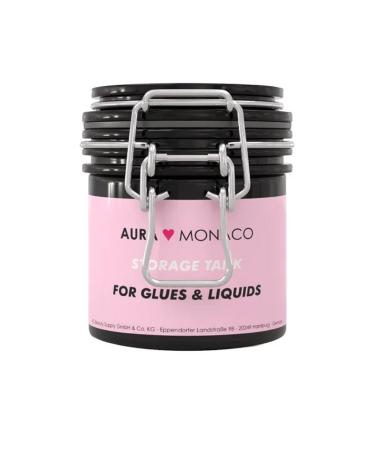 Aura monaco premium eyelash glue container for eyelash adhesive bottles and liquids storage tank for lash glue stainless closure & silicone closet & antibacterial carbon