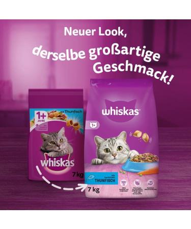 Whiskas Adult 1+ Dry Cat Food Tuna 7kg - Premium Dry Food for Adult Cats - Various Packaging Options - Buy Online on GoSupps.com