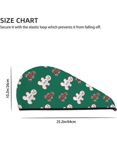 Hair Towel Wrap - Quick Drying Hair Towel Turban with Button | Gingerbread Snowman Cookies Design - Buy Online on GoSupps.com