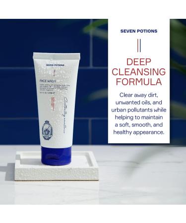 SEVEN POTIONS Men's Face Wash - Natural & Vegan Gentle Cleanser for All Skin Types | 3.4 FL OZ | Hydration & Healthy Skin Cruelty Free - Buy Online on GoSupps.com