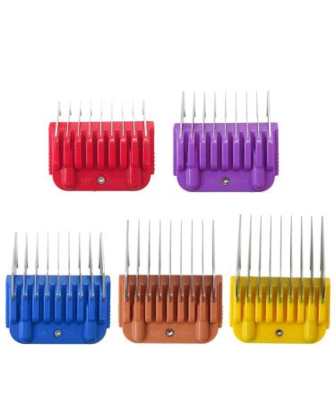 Professional Animal Stainless Steel Comb Set - 5 Color Guide for 10#/15#/30# Blades | Compatible with Andis Oster A5 Wahl KM | Adjustable Cutting Length 3mm-16mm - Buy Online on GoSupps.com