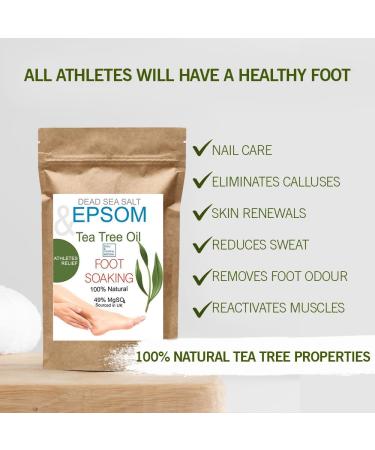 Tea Tree Essential Oil Foot Soak Salts - Antifungal Bath Treatment for Toenail Fungus and Ingrown Nail Pain Relief - 500g (Pack of 1) - Buy Online on GoSupps.com