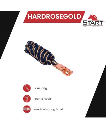 Leadership Horse Start Hardrosis Gold PP 2m Trick Line with Panic & Carabiner Hooks - Ideal for Horses Ponies Donkeys & Goats (Marineblau/Rosegold) - Buy Online on GoSupps.com