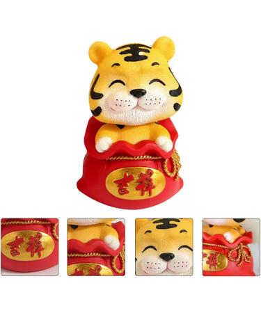 Hoement 1Pc year of the tiger bobble head ornament year of the figurine Shaking Head Bubble Toy 2022 Ornament wild cute desk decorations Home Animal Decoration puppet to rotate Lucky resin Red 1 6X6X9.5CM - Buy Online on GoSupps.com