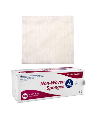 Dynarex Non-Sterile Non Woven Sponge, 4x4 Inch, 200 Count 200 Count (Pack of 1)