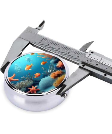 Coral Fish Underwater Round Pill Box | 3 Compartments Portable Organizer for Travel | Ideal Purse & Pocket Size - Buy Online on GoSupps.com