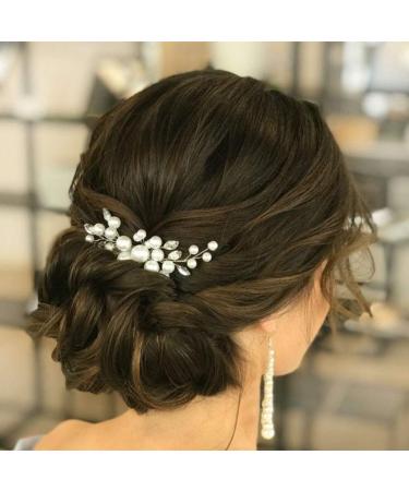Silver Evild Wedding Hair Comb with Pearls & Rhinestones - Bridal Hair Side Comb for Brides & Bridesmaids | Wedding Hair Accessories - Buy Online on GoSupps.com