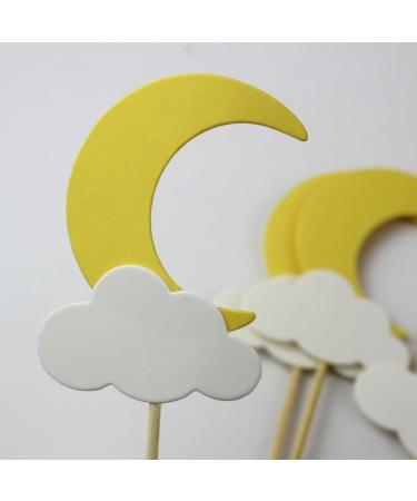 E-ASUM 25PCS Glitter Moon Cloud Cupcake Toppers for Baby Shower kids Birthday Wedding Eid Mubarak Party Cake Decorations - Buy Online on GoSupps.com