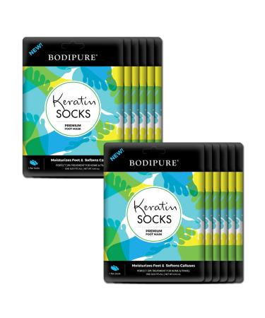 Bodipure Premium Keratin Socks for Callus and Heel Softening  Foot Masks for dry Cracked Feet  Moisturizing Foot Treatment Socks with Plant Keratin, Salicylic acid, and Urea  12 Sock Pairs 12 Count (Pack of 1)