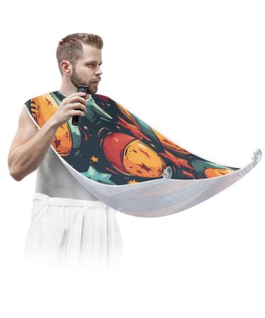 Beard Bib Apron Beard Hair Catcher for Men Shaving Fathers Day Christmas Gifts for Dad Beard Bib Sports Balls Pentagrams