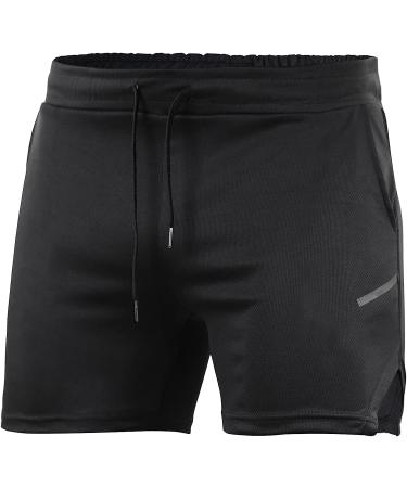 CEHT Men's Quick Dry Gym Shorts with Pockets - Black, Medium - Buy Online on GoSupps.com