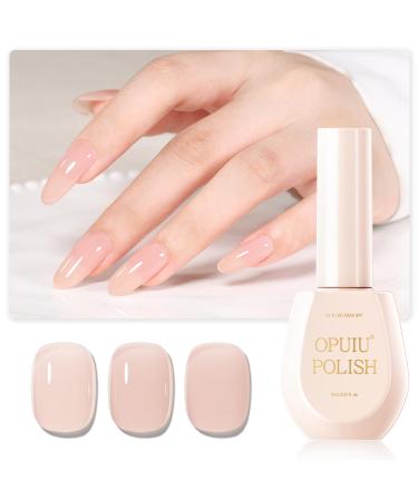 OPUIU Natural Nude Gel Nail Polish 15ml Jelly Nude Gel Polish Translucent Color Soak Off UV LED Cured Nail Gel Nail Art DIY Manicure at Home Color 033