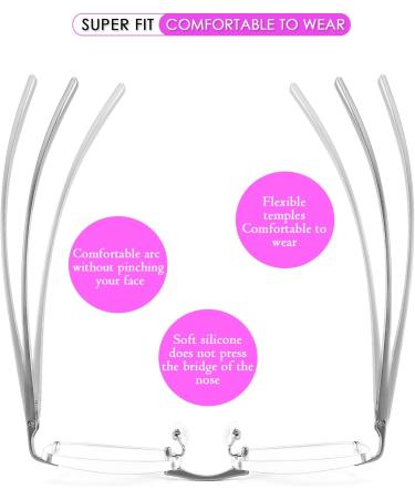FEISEDY Rimless Reading Glasses B2655 - Blue Light Blocking Lightweight Clear Lens Eyewear for Men & Women - 2.50x Gray - Buy Online on GoSupps.com