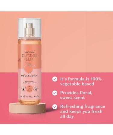 O Botic rio Cuide-se Bem Peach Body Splash Floral Fruity Fragrance Mist with Peach Notes 6.7 Ounce (200ml) - Buy Online on GoSupps.com