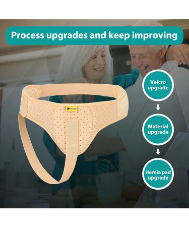 Tenbon Hernia Belt for Men and Women - Adjustable Support for Pain Relief - Removable Compression Pads - Left and Right Wearable - L Beige - Buy Online on GoSupps.com