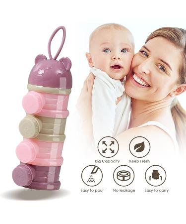 LAPONO Milk Powder Dispenser | Portable 4-Layer Baby Formula Storage Container | BPA-Free Stackable Pots 240ml | Non-Spill Snack/Food/Fruit Box for Infant Toddler Travel - Pink - Buy Online on GoSupps.com