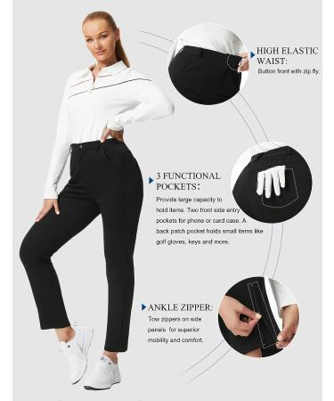 JACK SMITH Women's Stretch Golf Pants with Pockets - Black, Large | Lightweight & Business Casual - Buy Online on GoSupps.com