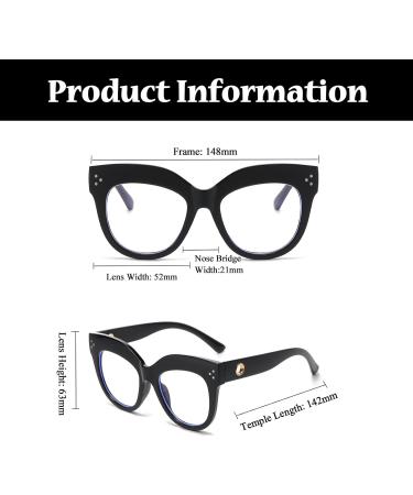 Shop LJCZKA Oversized Blue Light Blocking Cat Eye Glasses for Women - Retro Thick Frame Anti Eye Strain Eyewear - Buy Online on GoSupps.com