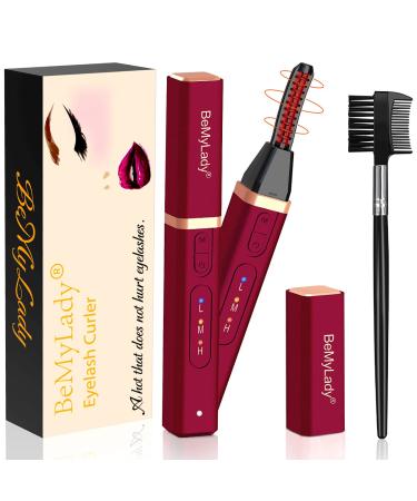 Heated Eyelash Curler USB Rechargeable Electric Eyelash Curler for Quick Natural Curling Long-Lasting Eyelashes Curl Tool Valentine's Gifts for Women (Heated Eyelash Curlers Rose Red) wml-c rose red