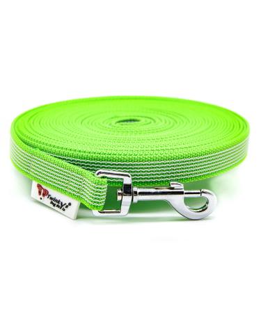 Twinkys Dog Style tow leash rubberized 20 mm wide for dogs up to 50 kg - without hand loop 35 meters neon green made in Germany 35 meters neon green 20 mm to 50 kg
