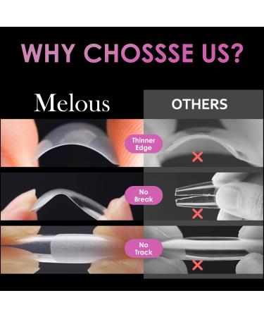 Short Oval Soft Gel Nail Tips - Melous 600PCS Pre Buff Full Cover Half Matte Clear False Nails for DIY Manicure - Buy Online on GoSupps.com