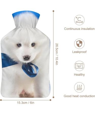 White Puppy Hot Water Bottle with Plush Cover - Cute Bed Warmer for Adults & Kids | 26.5x15.3cm - Buy Online on GoSupps.com