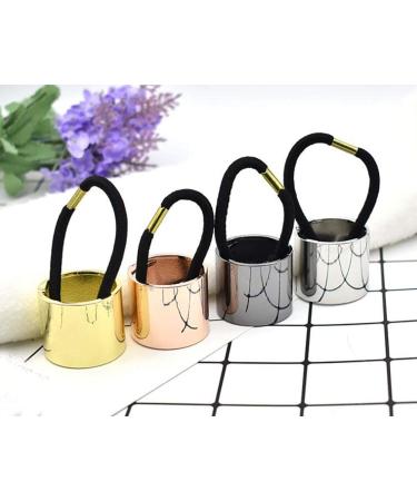 Set of 4 Fashion Punk Gothic Alloy Ponytail Cuffs - Elastic Hair Ties for Women & Girls - Stylish Hair Bands & Ropes - Buy Online on GoSupps.com