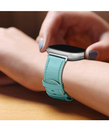 Fintie Genuine Leather Band for Fitbit Versa 3/Sense - Tiffany Blue Replacement Strap - Buy Online on GoSupps.com