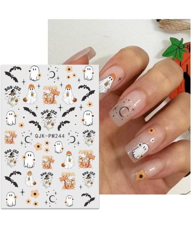 Halloween Nail Stickers 12 Sheets Self-Adhesive Nail Decal Cobweb Ghosts Pumpkin Nail Art Decoration Design Supplies - Buy Online on GoSupps.com