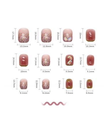 Buy Finished Artificial Nail Manicure | 24pcs Diamond Short Square Flash Fake Nails with Aurora Tool - International Shipping Available - Buy Online on GoSupps.com