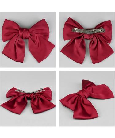 XdealCozyxc Red Hair Bow Bow Hair Clip French Hair Clips with Ribbon Solid Red Hair Barrette Clips Soft Satin Silky Hair Bows for Women Girls - Buy Online on GoSupps.com