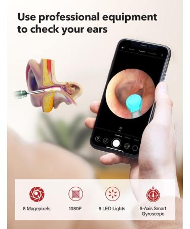 BEBIRDPRO Ear Wax Removal Tool with HD Camera & LED Lights - Safely Clean Ear Canal at Home | Ear Cleaner for iOS & Android Smartphones - M9 Green - Buy Online on GoSupps.com