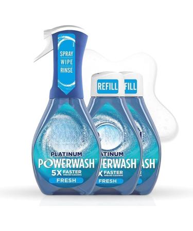 Generic Powerwash Spray Platinum Dish Soap Starter Kit with 2 Refills Fresh Dish Soap Liquid for Pots and Pans Multipurpose Dish Detergent Liquid for Dishes Sink Glasses Stovetops