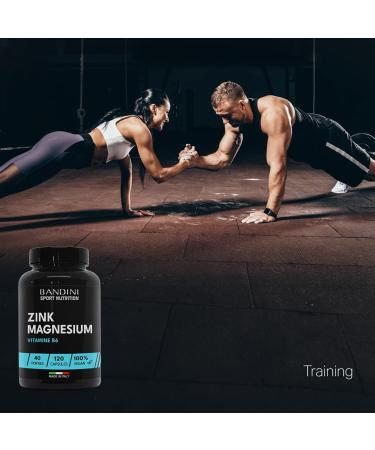 Bandini Zinc Magnesium ULTRA 120 Capsules Extra High Dose Zinc + Magnesium + Vitamin B6 Energy Recovery Muscle Mass Reduces Fatigue and Fatigue For Men and Women Postworkout - Buy Online on GoSupps.com