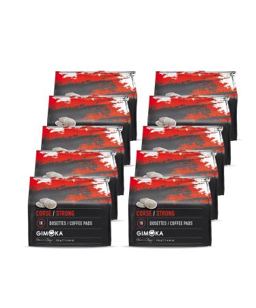Gimoka - Soft Coffee Pods - 180 Pods - STRONG Taste - Intensity 12 - Made in Italy - 10 Packs of 18 Pods Compatible with Senseo Machines
