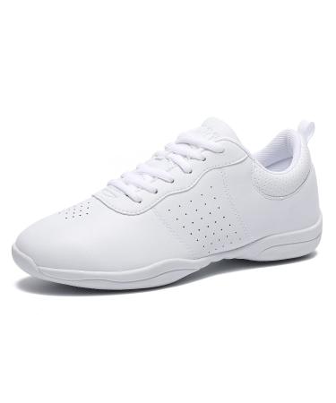 LANDHIKER Cheer Shoes Girls White Dance Shoes Youth Cheerleading Fashion Sports Shoes Training Athletic Comfortable Shoes Flats Girl 7 Women/5.5 Men White03