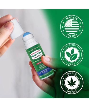 Hemp Emu Roll-On Relief Gel | Made in USA | Soothes Joint, Muscle, Back, Knee Discomfort | Premium Hemp & Emu Oil Blend with Menthol, Eucalyptus, Natural Oils | 3oz - Buy Online on GoSupps.com