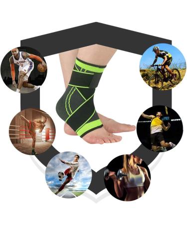 Adjustable Compression Ankle Brace for Men & Women - Large Green 1 | Stabilizes Ligaments, Eases Swelling - Sports Protection - Buy Online on GoSupps.com