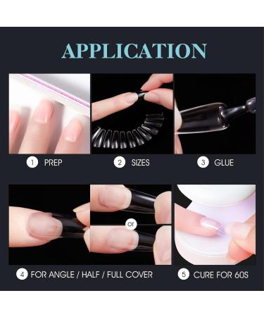Gelike Ec Mandel Full Cover Nail Tips - Soft Gel Fake Nails 552 Clear Medium Almond Tips for DIY Nail Art - 12 Sizes Perfect for Salon & Home Use - Buy Online on GoSupps.com