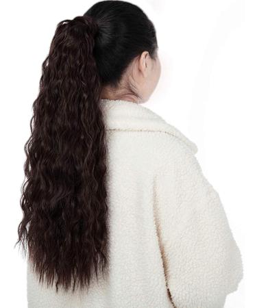 DODOING Kinky Curly Wrap Around Yaki Ponytail Extension Long Wavy Synthetic Hair Extensions Clip in Ponytail for Women Beauty and Fashion 1# Black Brown-Wrap Around - Buy Online on GoSupps.com