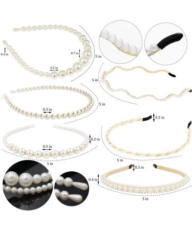 Luxurious 6-Pack White Pearl Headbands for Women - Bridal Rhinestones Hair Accessories for Wedding & Daily Wear - Buy Online on GoSupps.com