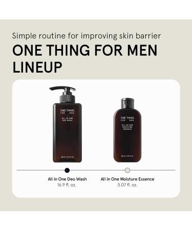 ONE THING FOR MEN All in One Deo Wash 16.9 Fl Oz | 4-in-1 Moisturizing Body Gel Face Cleanser & Shampoo | Korean Skincare for Sensitive Skin - Buy Online on GoSupps.com