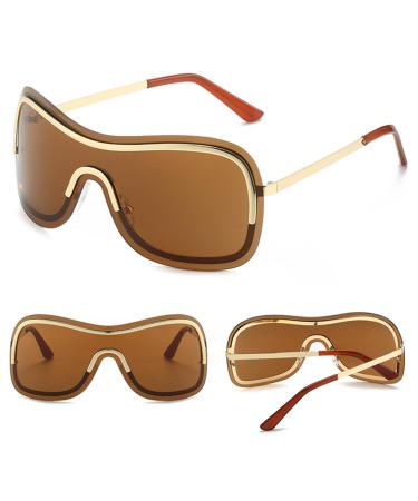 Sport Sunglasses | Oversized Sunglasses for Women UV Protection Cycling Driving Fishing Sun Glasses Portable Wrap Hondony Golden Frame Whole Tea Tablets