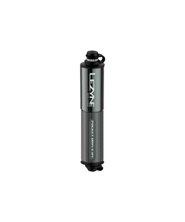LEZYNE Pocket Drive HV Mini Bicycle Hand Pump, High Volume 90psi, Presta & Scrhader Compatible, CNC Aluminum, Compact, Plus-Size Tires, Portable Bike Pump Grey