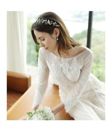 Bridal Hair Vine Crystal Pearls Flower Wedding Headpiece for Bridesmaids - Buy Online on GoSupps.com