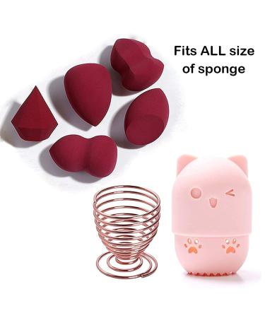 Makeup Sponge Holder Set: Beauty Blender Case, Drying Stand & Storage Containers - Pink/Gold - Buy Online on GoSupps.com