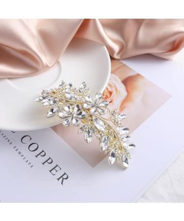 EMZHOLE Luxury Crystal Flower Hair Barrette - Elegant Spring Clip for Bridal & Bridesmaids - Buy Online on GoSupps.com